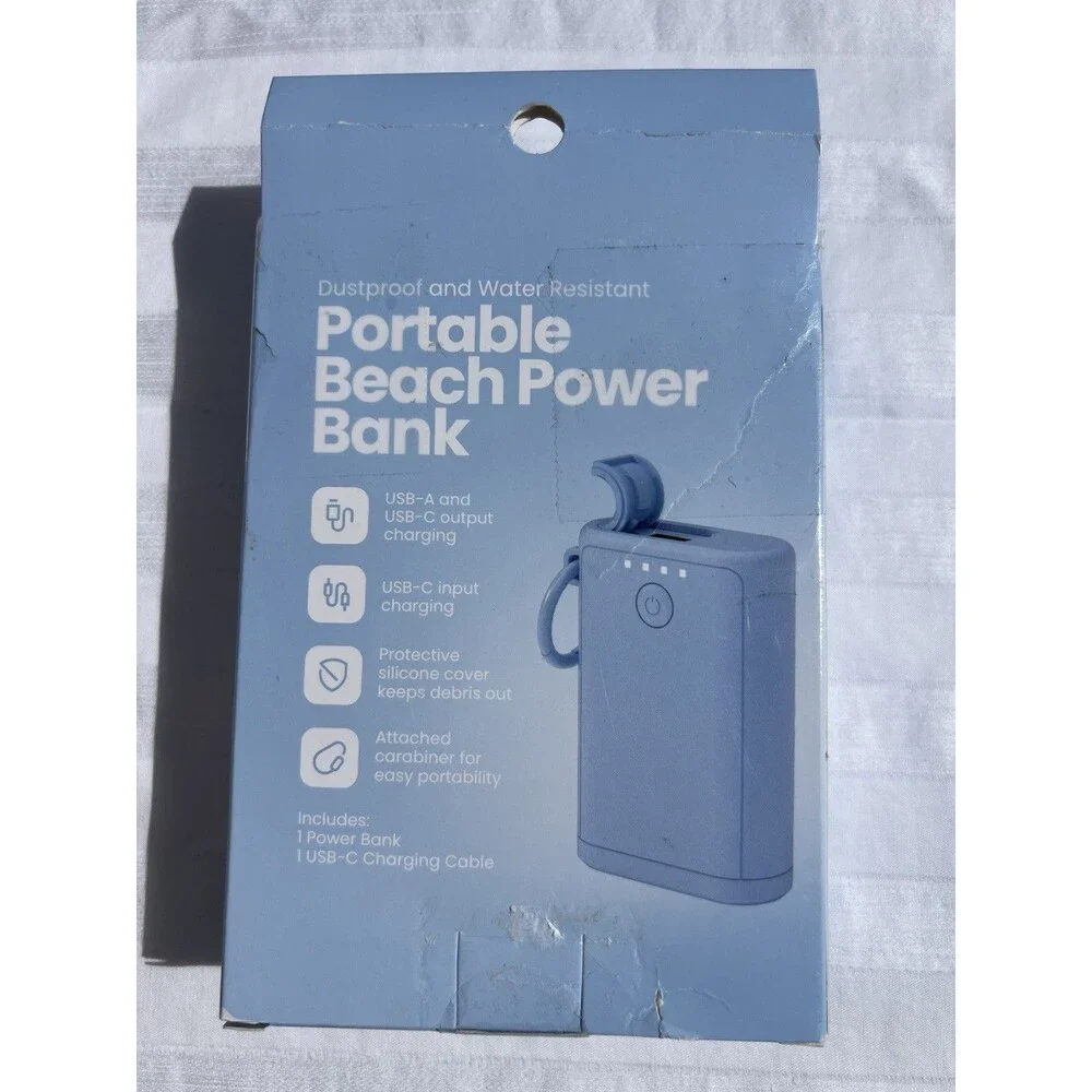 Portable Beach Power Bank 6000 mAh Battery With Led Indicator Water Resistant